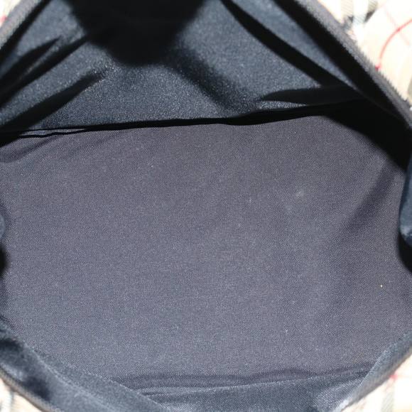 Burberrys Nova Check Blue Label Hand Bag Nylon Beige Auth bs6659 - Picture 11 of 16